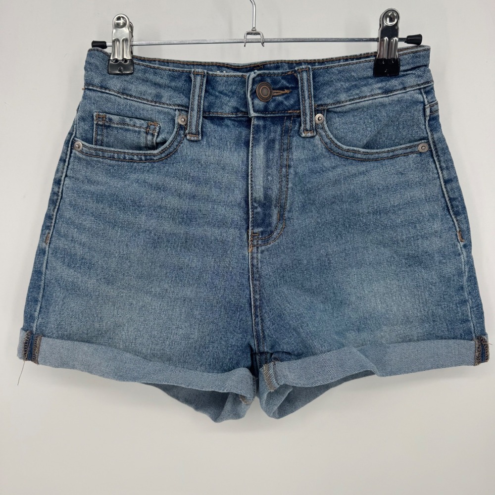 No Boundaries Womens Denim Jean Shorts Blue Cuffed High Rise‎ Size 00
